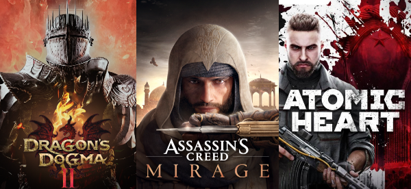 Dragons Dogma 2 + Asassins Creed Mirage + Atomic Heart